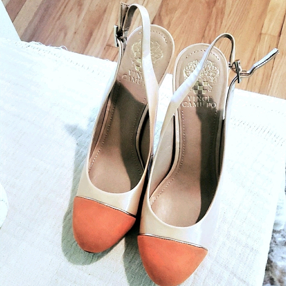 Vince camuto orange sling back pumps